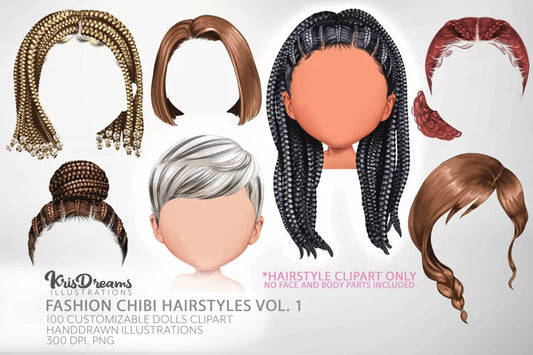 Chibi Hairstyles Add-on, Front Hair Clipart, Chibi Hair png,