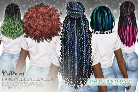 Hair Clipart, Fashion Girl Clipart, Black Girl Hairstyle Cli