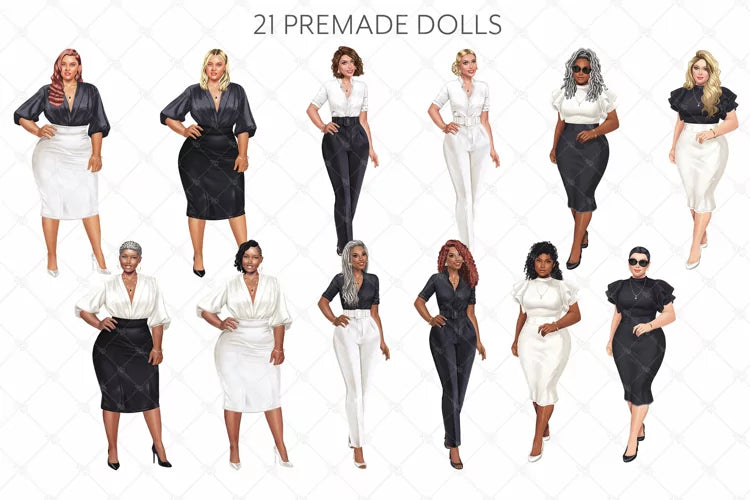 Business Lady png, Black and White Outfit png, Boss Babes pn