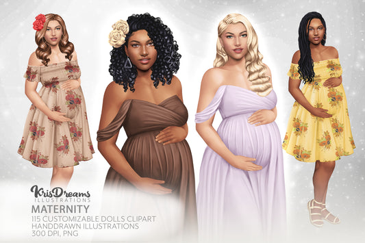Pregnant Mom Clipart | Black Woman Maternity png, Baby Shower Clipart