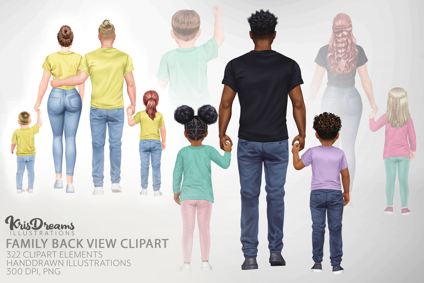 Family Clipart, Customizable Family png, Mom Dad Kids Life
