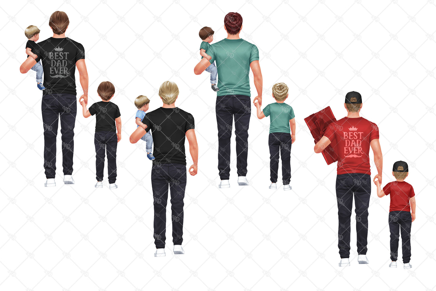 Father clipart, Dad Life PNG, Father and son, Back View