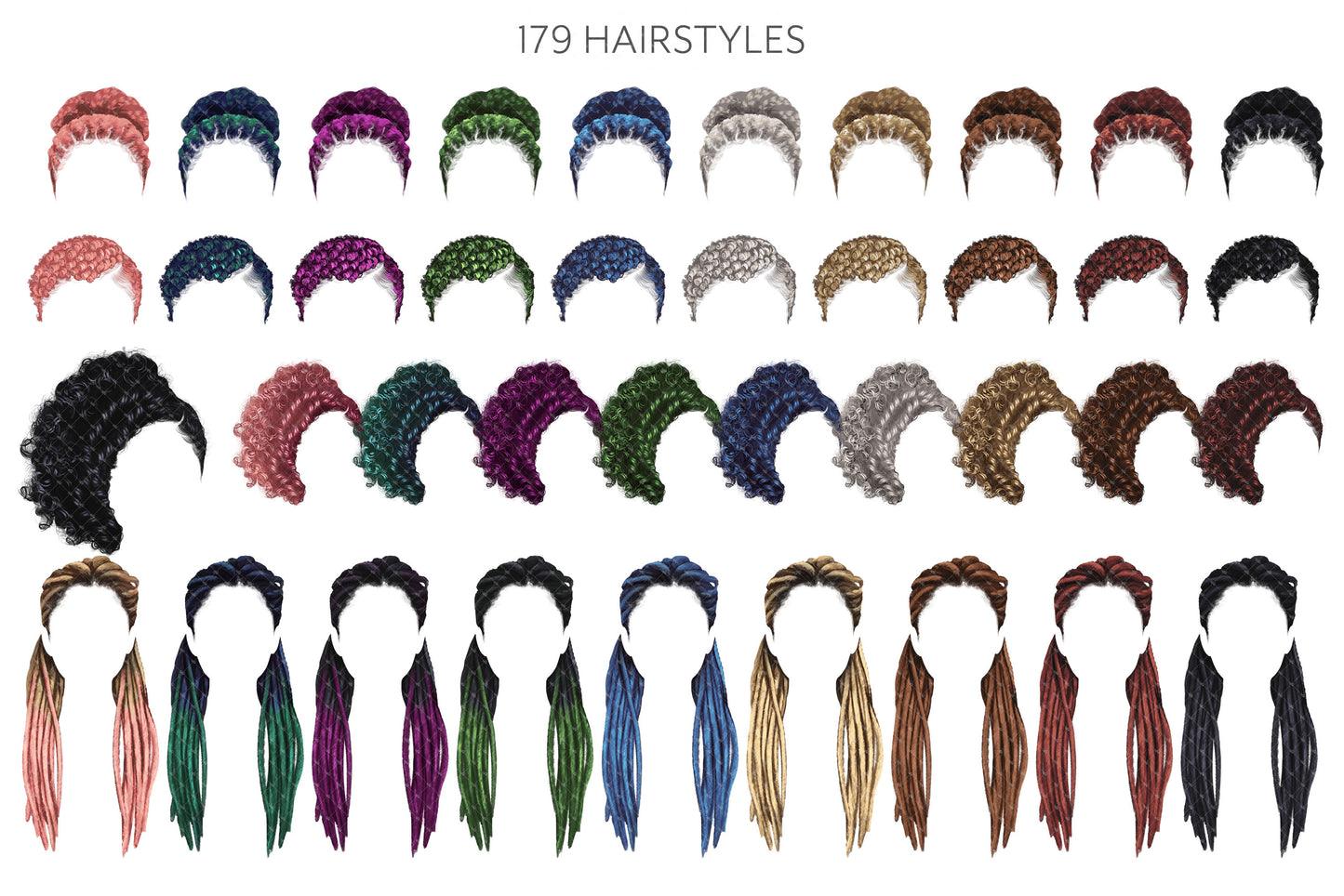 Woman Hairstyles Add-on, Front Hair Clipart