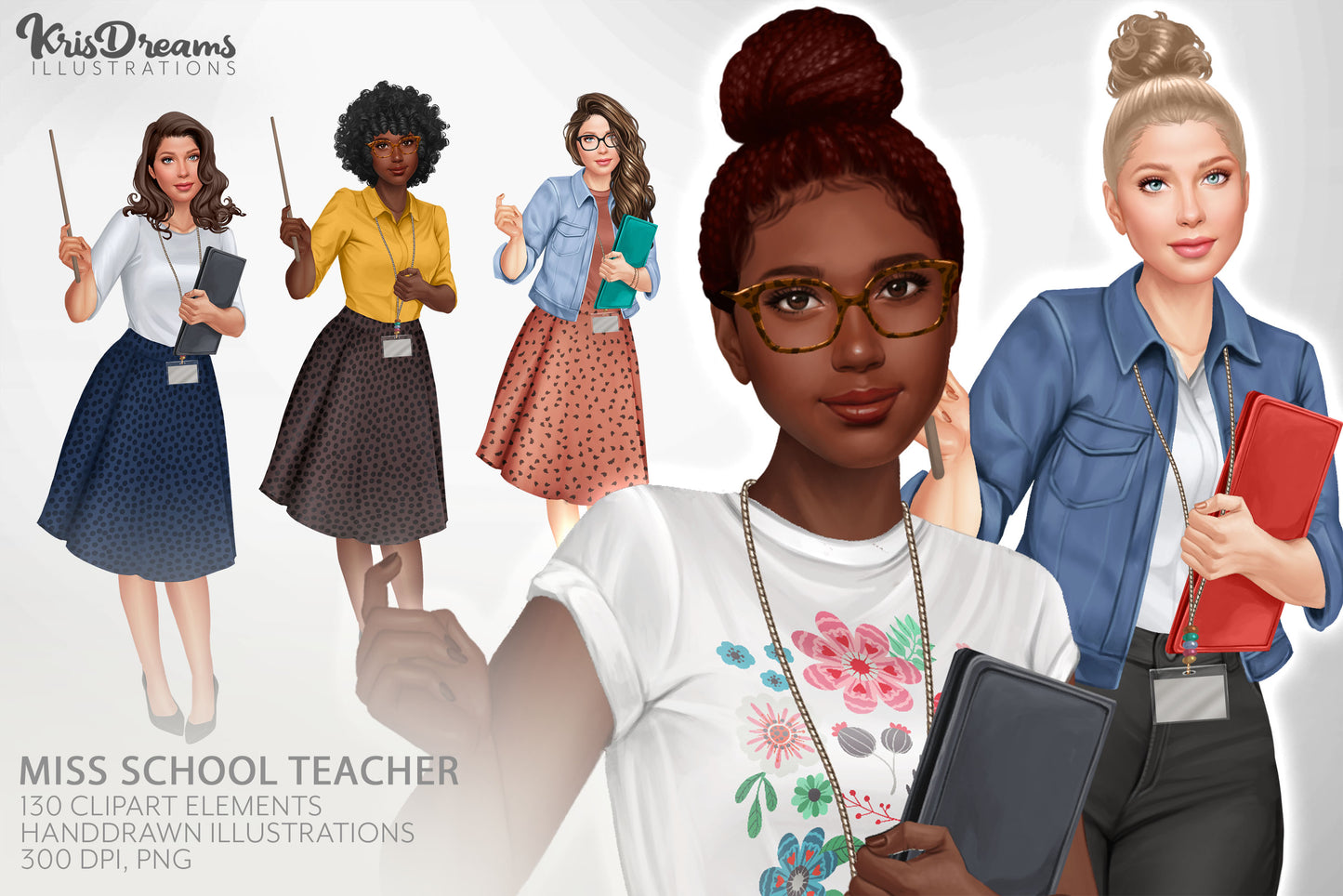 Teacher Clipart, Back to School, Fashion Girls Clipart