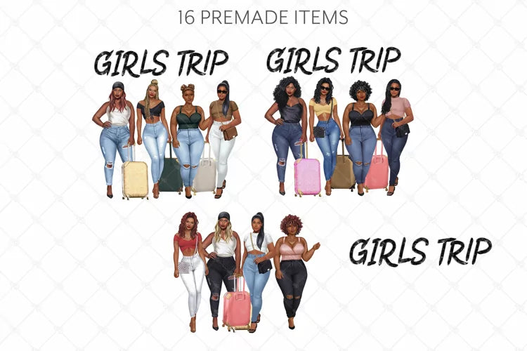 Girls Trip Clipart, Vacation Clipart, Bestfriends Clipart