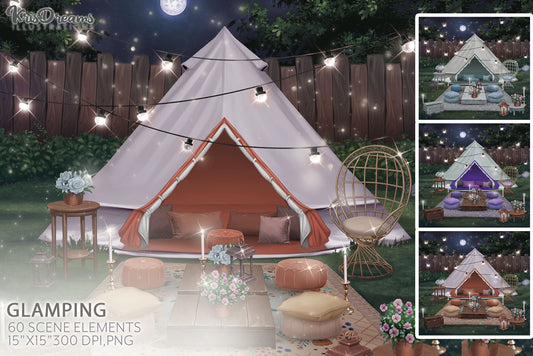 Camping Background, Glamping Scene