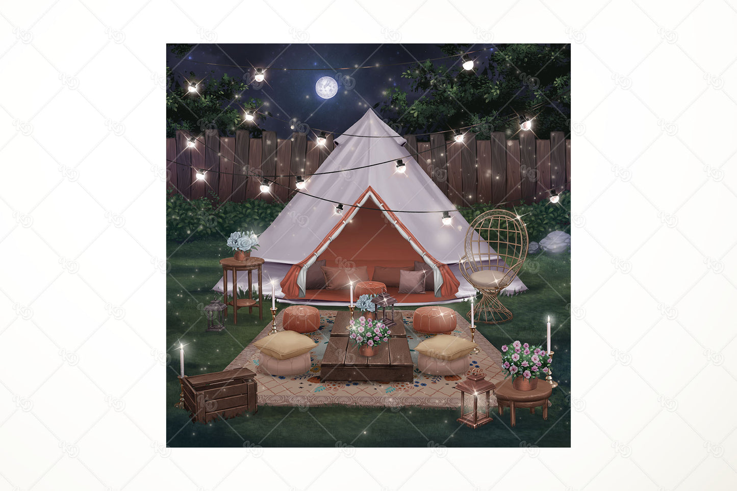 Camping Background, Glamping Scene